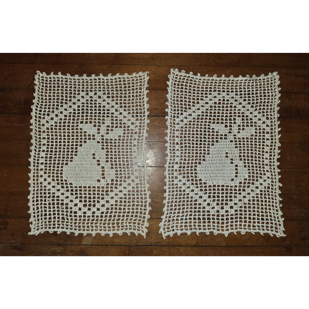 Vintage Pear Rectangle Doilies Lot Of 2 Crochet Grandmacore